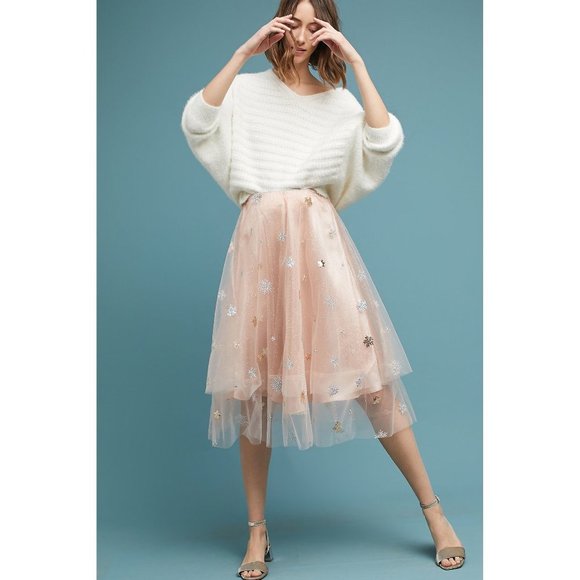 Eva Franco Dresses & Skirts - Anthropologie Eva Franco Metallic Tulle Midi Skirt